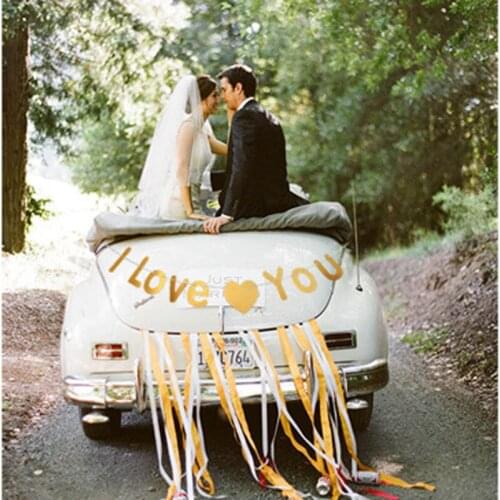 1PCS 3M Length Golden Paper Garland I Love You Letter Lahua Wedding Room Decoration Party Wall Deco Banner