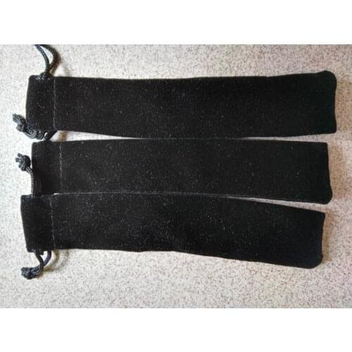 SPECIAL SALE 20pcs black velvet drawstring bag 3.5*17cm velvelt fountain pen bag free shipping for ball pen jewelry pencil