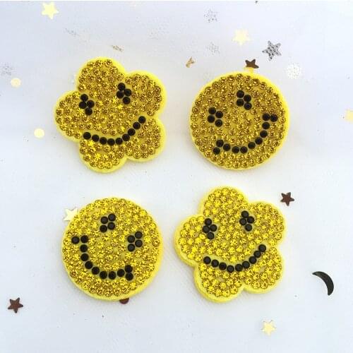 20pcs Decor Circle Star Smiling Face Tie Antlers Padded Rhinestone Applique for DIY Clothes Headwear Patches