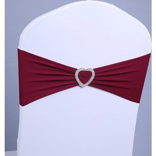 20stks/partij Stretch Bruiloft Stoel Cover Band Met Gesp Slider Sjerpen Bow Decoraties Groothandel Chair belt wedding decoration