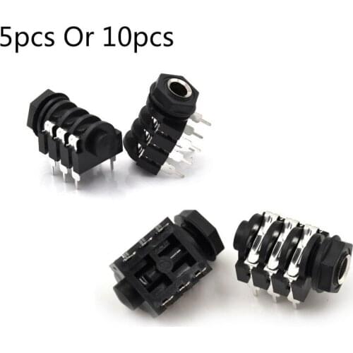 5pcs Or 10pcs 6.35mm Stereo Audio Microphone Female Socket/Jack Connector 6P/6PIN
