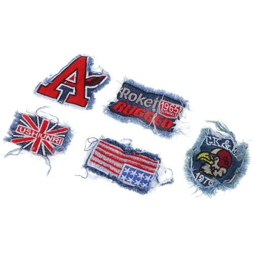 5Pcs/lot DIY Embroidered Rock Punk Sew On Iron On Denim Patch Badge Christmas Gift