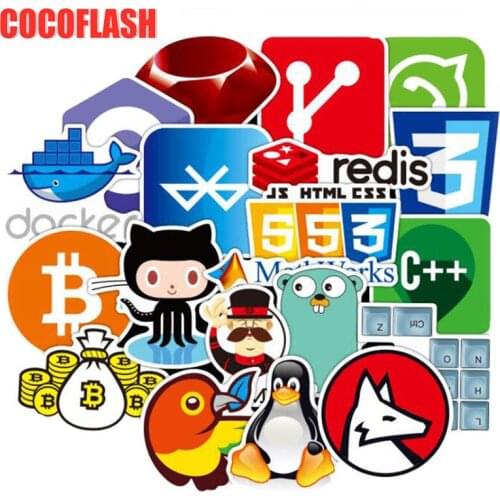 10/72Pcs/set Java JS Php Docker Bitcoin Html Cloud Language APP Sticker For DIY Scrapbook Skateboard Snowboard Laptop Luggage