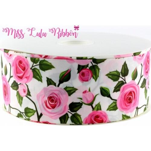 6mm-75mm Flower Printed Grosgrain Ribbon Hair Bow Party&Gift Decoration Ribbon Handmade Headband Hair accessories 50 Yards/roll