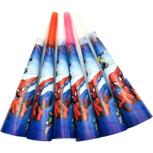 6PCS/SET Spiderman Hores Trumpets Birthday Party Decoration Kids Disposable Tableware Baby Shower Event Party Supplies Favor