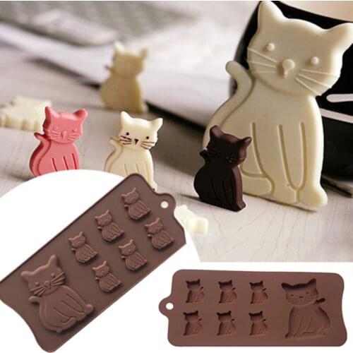7/8 Cavity Kitten Silicone Mold for Fondant, Gum Paste, Chocolate, Crafts Jelly Cake Soap Decorating DIY Kitchenware Bakeware