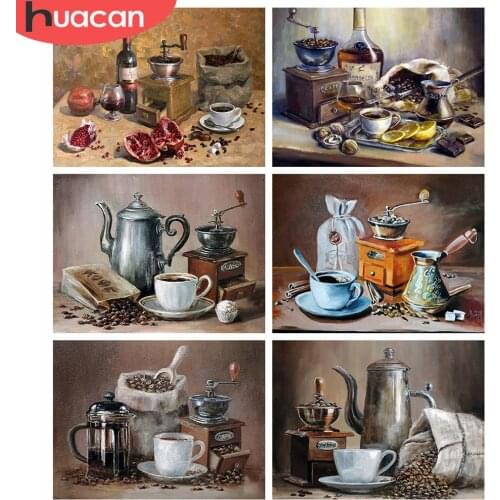 HUACAN 5D DIY Diamond Painting Coffee Mosaic Needlework Full Square/Round Diamond Embroidery Landscape Wall Art