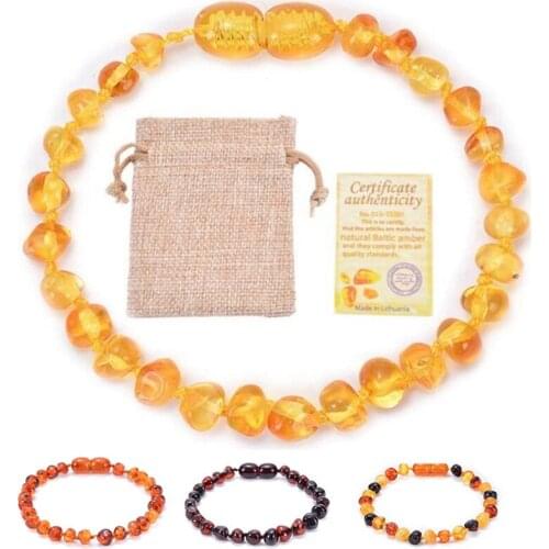 Fashion Baltic Natural Amber Baby Strand Bracelets Child Colorful Irregular Molars Teething Bracelets Kids Handmade Jewelry Gift