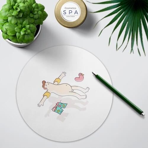 Yeap! Korean interesting illustration circular mouse pad thermal insulation storage decorative coaster this feel is cool