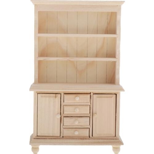 Wooden 1/12 Dollhouse Furniture Book Shelf Cupboard Crafts Bookcase Organizer