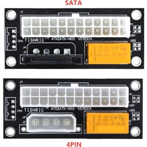 Dual PSU Power Supply Sync Adapter Add2psu ATX 24Pin To 4pin/SATA Molex Synchronous Connector Riser Cable Miner Mining