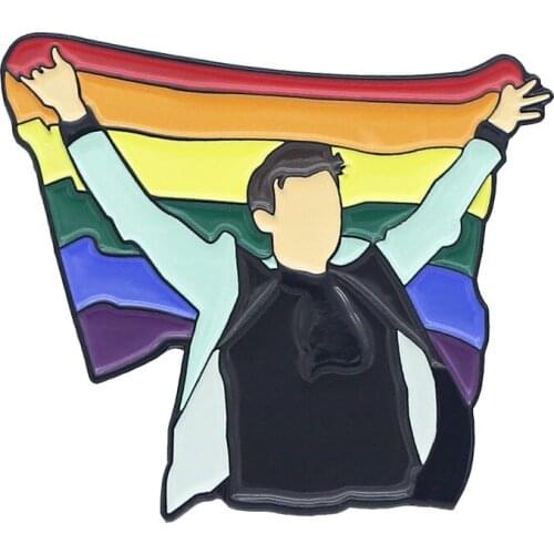 Custom LGBT Pride Enamel Lapel Pin Colorful Rainbow Lesbian Gay Brooch Badge Welcome to Customize with Your Logo Design