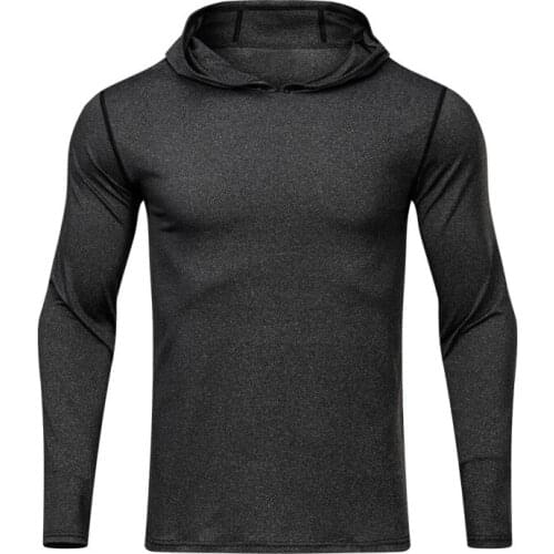 Mens New Sports T-shirt Mens Basketball Training Running Hooded Quick-drying Clothes Casual Loose Elastic Fitness Clothes