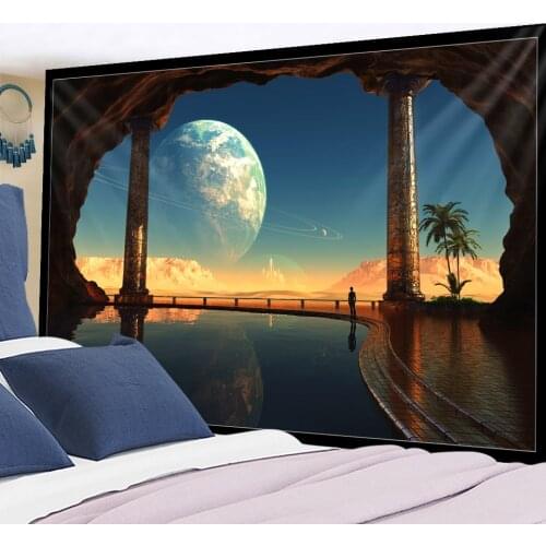Arch Beautiful Scenery Psychedelic Tapestry Moon Starry Sky Wall Hanging Decoration Hippie Tapiz Boho Home Decor Wall Carpet