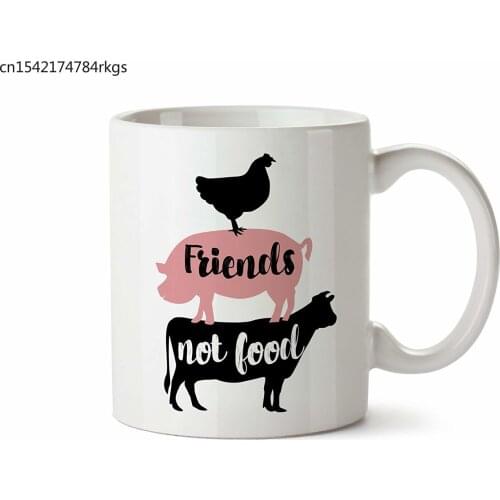 Friends Not Food Cow Chicken Pig Vegan Vegatarian Coffee Mug 11 Ounce Tea