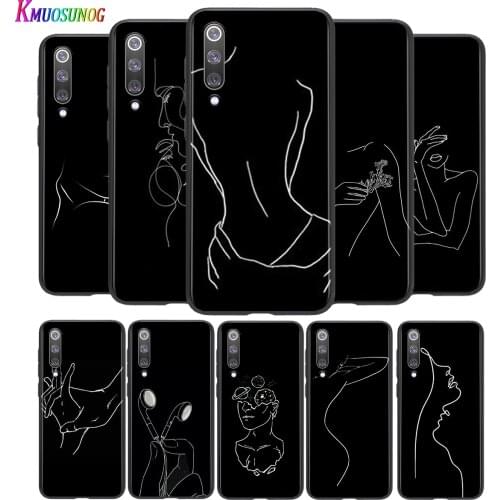 Line Abstract Art For Xiaomi Mi 8 9 10 11 10i 11i 10 10Pro 11Pro CC9 A3 9T 10T Lite Pro Se Ultra 5G Black Silicone Phone Case