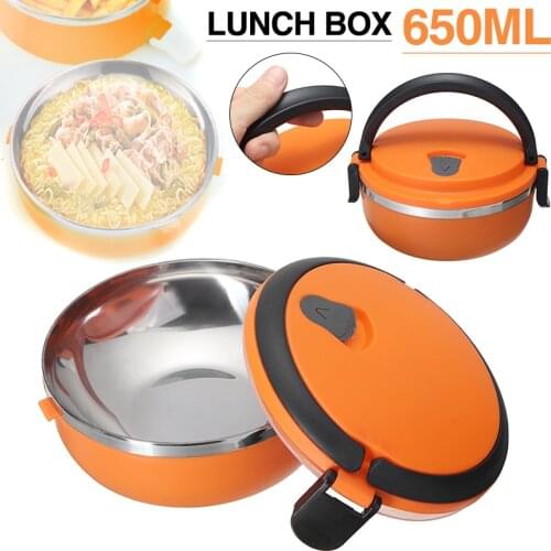 Mayitr Stainless Steel 650ML 1Layer Thermal Insulated Box Bento Food Container Ecofriendly Picnic Food Box 3 Colors