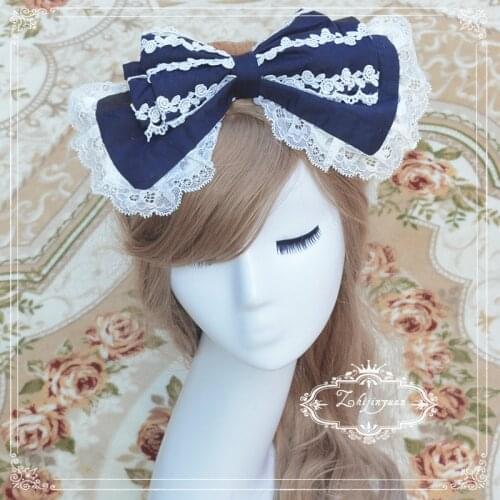 Sweet Lolita Hair Band with Bow Three Colors (Black, Pink, White)