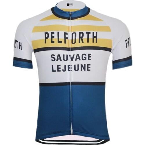 NEW Mens Cycling Jersey Blue Short sleeve Cycling Clothing Retro Bike Wear Clothes Breathable