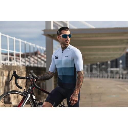 SIROKO Mens Short Sleeve Cycling Jersey Blue Cycling Clothes Summer Cycling Top Bike Top Road Wear