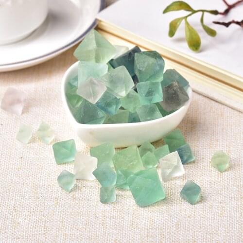 Natural Green Fluorite Octahedral Raw Crystals Ore Mineral Collection Healing Stones Quartz Home Decor Rock Mineral Specimen