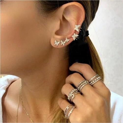 2021 New Fashion Cute Lovely Animal Charm Stud Earring For Women Girl Sparkling Cz Minimal Delicate Butterfly Jewelry Gifts