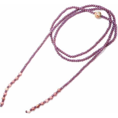 New design charm layer beads necklace fashion 4mm crystal Natural stone long necklace jewelry for women