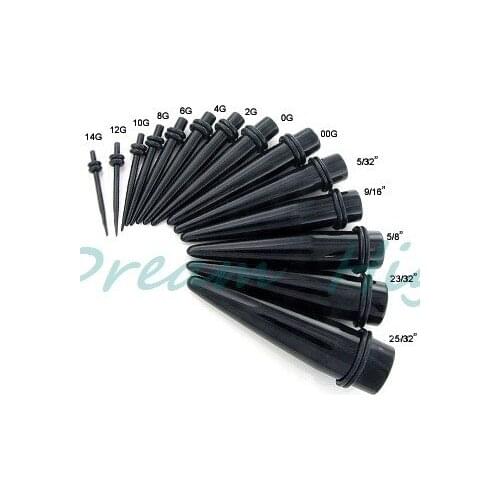 Wholesal Black UV Acrylic Ear Piercing Stretching Tapers Ear stud Ear Expander Fashion Earring 100pcs/lot Free Shipping
