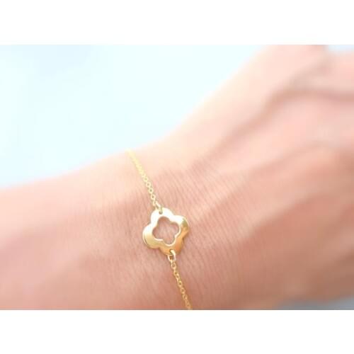 Outline Open Four Leaf Clover Bracelet Lucky 4 leaf Clover Bracelet Simple Grass Flower Plant Shamrock Bracelets Gifts