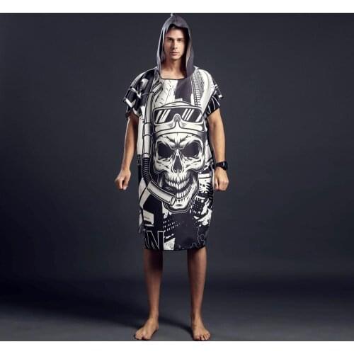Hiturbo microfiber beach poncho towel skull robe water absorbent quick dry for swimming diving