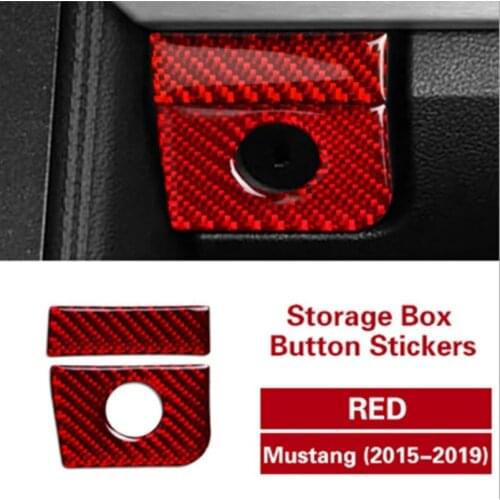 Genuine Carbon Fiber For Ford Mustang 2015-2019 Car Co-pilot Glove Box Switch Button Frame Cover Trim Car Styling Sticker