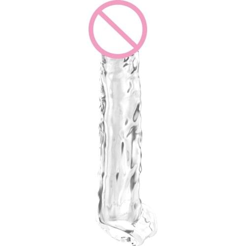 Clear Soft Silicone Condom Penis Rings Male Reusable Realistic Penis Extender Sleeve Enlarger Bigger Sex Toys For Couples