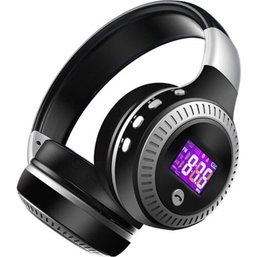 B19 Wireless Bluetooth Headphone FM Radio Hifi Stereo Headset Foldable Earphones Support TF Card With Aux Mic LCD Display