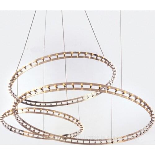 Post Modern Ring Lighting Chandeliers Lights Hotel Lobby Led Round Pendant Lamp Villa Duplex Building Mall Hollow Hanging Lamp