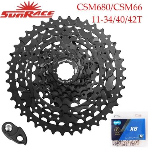 Sunrace 8Speed Cassette 11-40/42T Mountain Bike Freewheel CSM680 X8 Chain Cogs Wide Ratio MTB Freewheel Adapter Fit Shimano SRAM