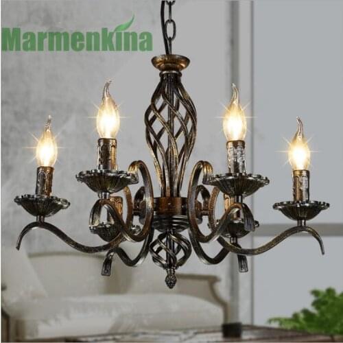 Candle cafe iron art chandelier retro restaurant living room study lamp.E14*6,AC:110-240V