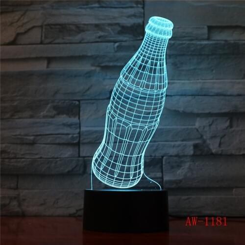 Bottle Remote Control LED USB 3D Night Light 7 Colors Changing illusion Table Lamp Baby Sleeping Sensor light Dropship AW-1181