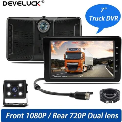 7" DVR For Truck Registrars 1080P AHD CCTV 2-Channel 12-24V Driving Cameras Split Screen Time-lapse Video Parking Camera