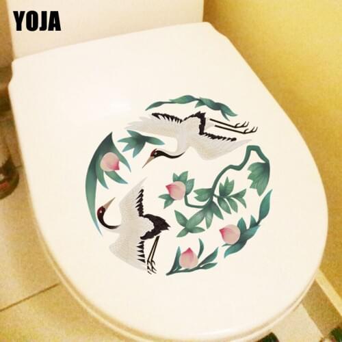 YOJA 24.4X23.9CM Flying Crane Pattern Bedroom Home Decor Wall Sticker Toilet Decal Funny Creative T3-1180