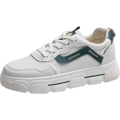 Fashion Shoes Woman 2020 Spring New Casual Classic Solid Color PU Leather Shoes Women Casual White Shoes Sneakers Lace Up Flats