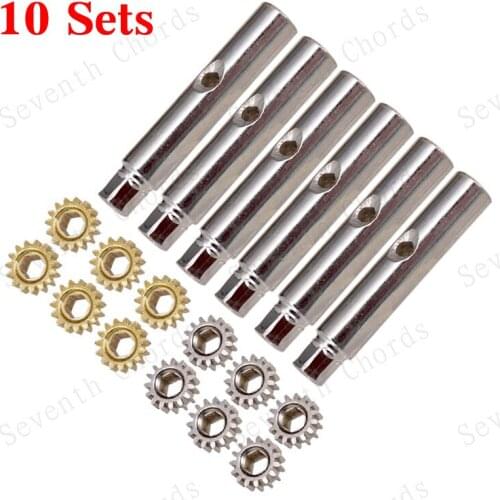 10 Set Diameter 6mm Pins and 1:15 Gear for Guitar Tuning Pegs Tuners Machine Heads (Sting Through Hole for Pin Middle)