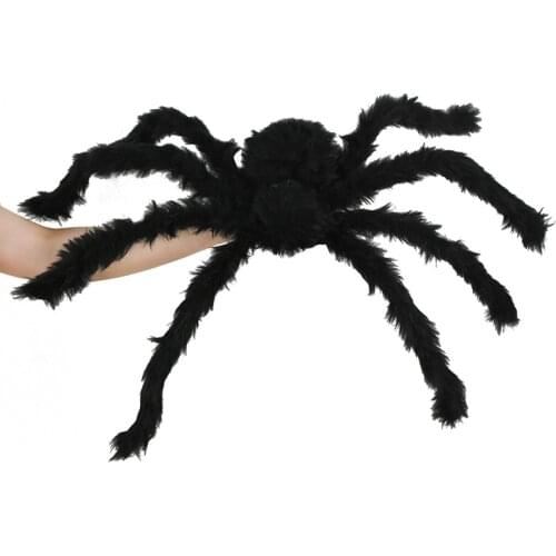 125cm/150cm/200cm Horror Giant Black Plush Spider Halloween Party Decoration Props Haunted Halloween Decorations for Home Party