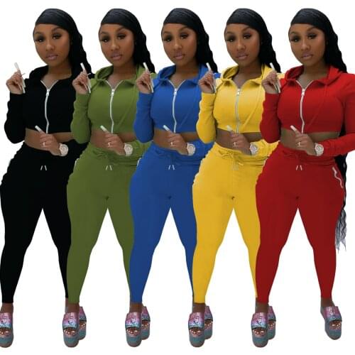 2020 Women Fall Clothing Sexy Two Piece Set Fashion Hoodies Women Long Sleeve 2 Piece Set Outfits Joggers Biker Short Sets