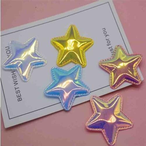 30Pcs/lot 5cm shiny Stars Padded Patches Appliqued DIY Craft Material Kids Headwear Hair Accessories Pentagram