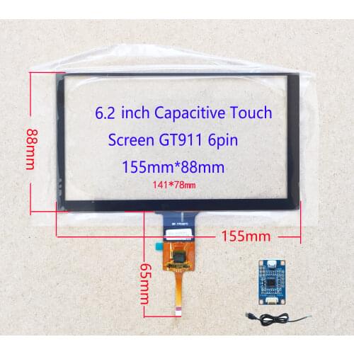 6.2 inch FPC M GT911 Touch Screen For DIY Monitor 154*88mm USB controller Board Support WIN8 10 Android Linux 5fingers touch