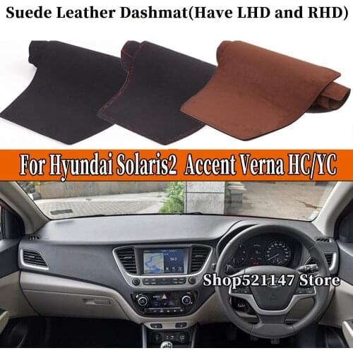 Accessories Car-styling Suede Leather Dashmat Dashboard Cover Dash Mat For Hyundai Solaris2 Accent Verna HC/YC G5 2017-2021 RHD
