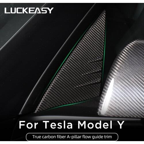 Car A-pillar real carbon fiber decorative patch For Tesla Model Y 2020-2021 Auto Exterior Accessories Car door triangle window
