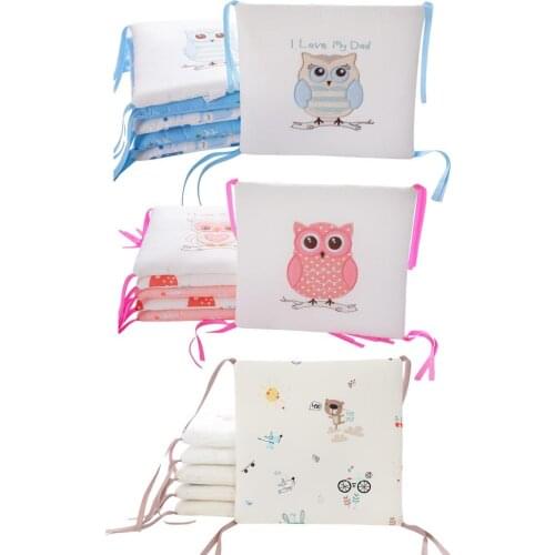 Baby Crib Bumper Skin-Friendly Owl Pattern Baby Crib Rail Cover Baby Bed Cushion Cot Protector Pillows Newborns Room Decoration