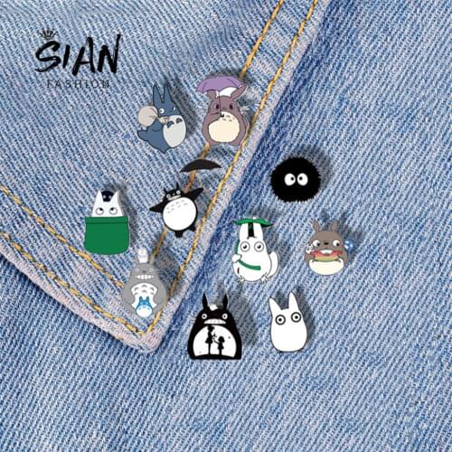 SIAN Classic Japan Cartoons Totoro Brooches Pins Acrylic Brooch Pin Handmade Art Photo Denim Collar Brooches Backpack Icon Badge