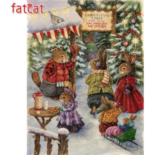 FATCAT Rabbit christmas 5d diy diamond painting kits full square round drill diamond embroidery sale wall decoration AE3007